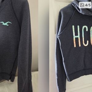 Hollister Sequin Y2K Era Full Zip Hoodie Sweatshirt - Blue / Peach / Aqua, Teal